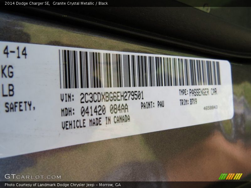 Granite Crystal Metallic / Black 2014 Dodge Charger SE