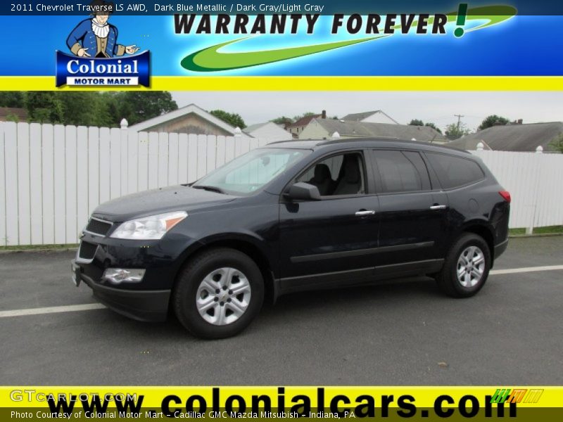 Dark Blue Metallic / Dark Gray/Light Gray 2011 Chevrolet Traverse LS AWD