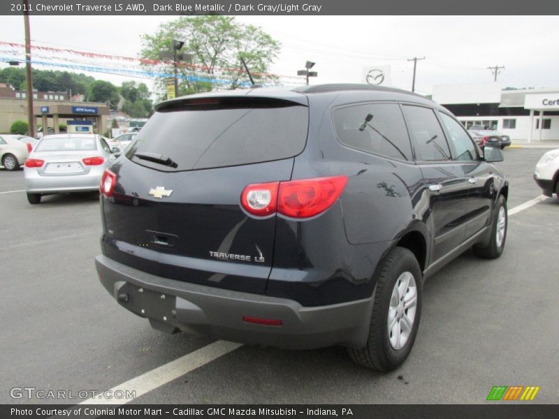 Dark Blue Metallic / Dark Gray/Light Gray 2011 Chevrolet Traverse LS AWD