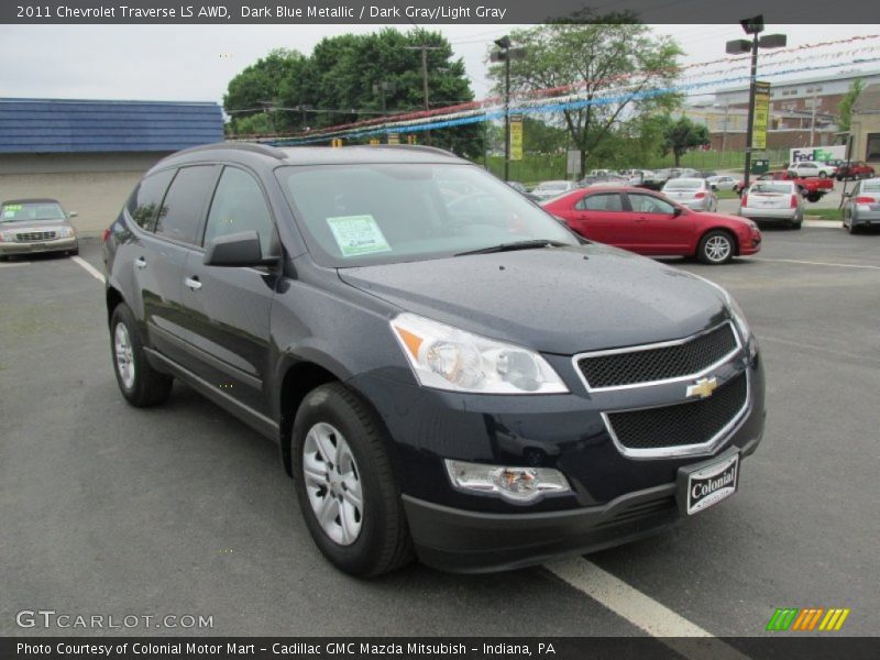 Dark Blue Metallic / Dark Gray/Light Gray 2011 Chevrolet Traverse LS AWD