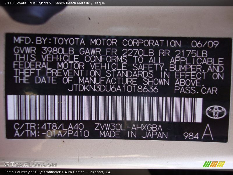 Sandy Beach Metallic / Bisque 2010 Toyota Prius Hybrid V