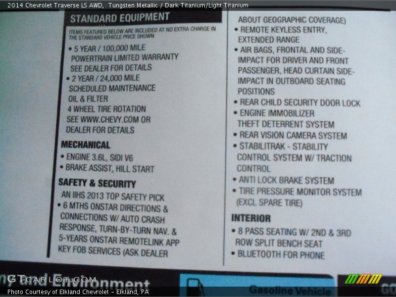  2014 Traverse LS AWD Window Sticker