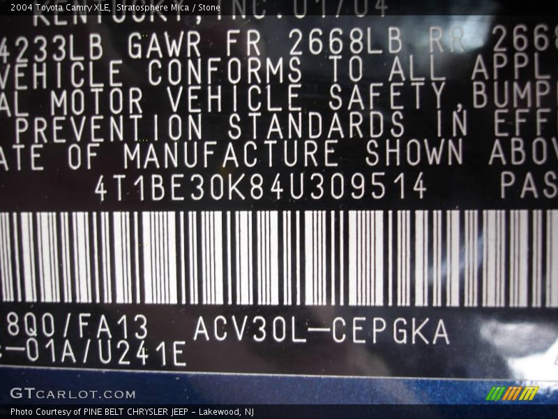 Stratosphere Mica / Stone 2004 Toyota Camry XLE