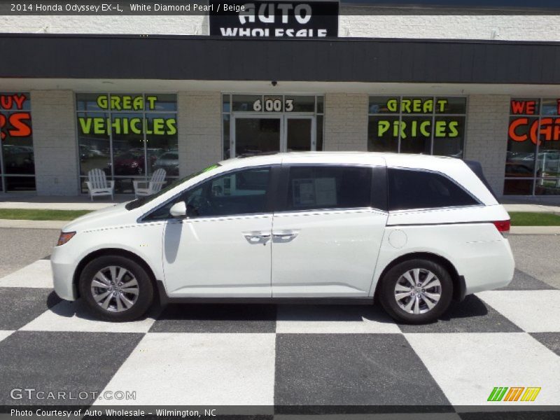 White Diamond Pearl / Beige 2014 Honda Odyssey EX-L