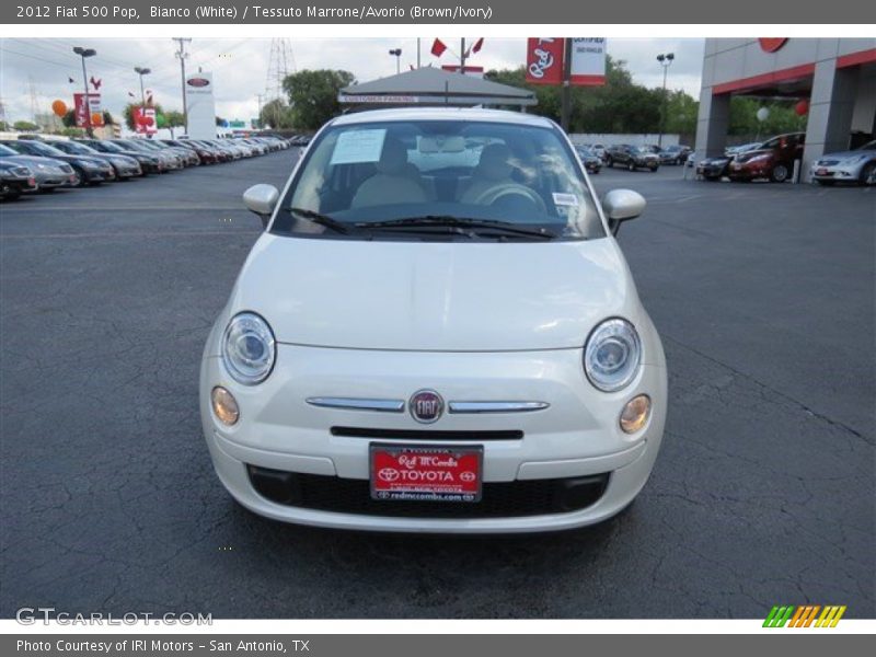 Bianco (White) / Tessuto Marrone/Avorio (Brown/Ivory) 2012 Fiat 500 Pop