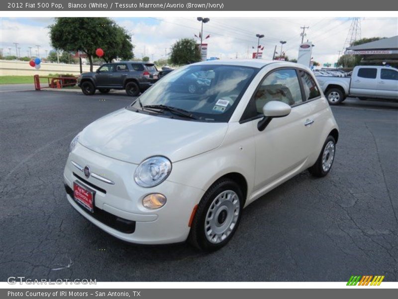 Bianco (White) / Tessuto Marrone/Avorio (Brown/Ivory) 2012 Fiat 500 Pop