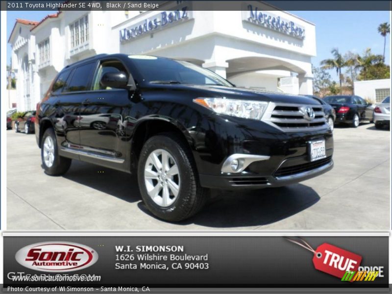 Black / Sand Beige 2011 Toyota Highlander SE 4WD