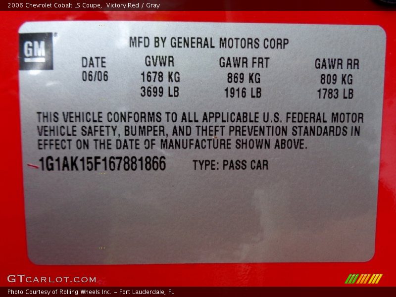 Victory Red / Gray 2006 Chevrolet Cobalt LS Coupe