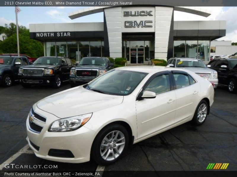 White Diamond Tricoat / Cocoa/Light Neutral 2013 Chevrolet Malibu ECO