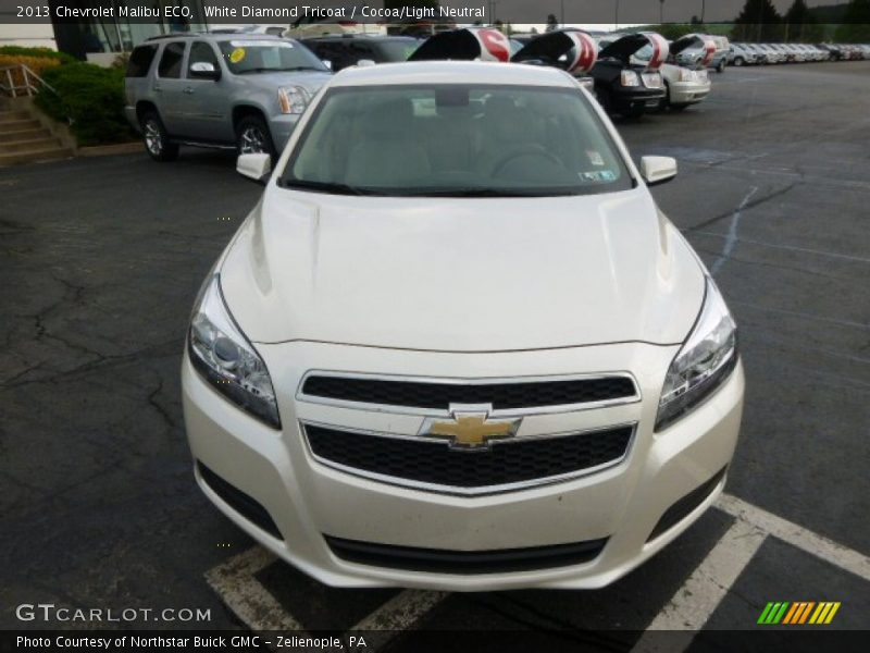 White Diamond Tricoat / Cocoa/Light Neutral 2013 Chevrolet Malibu ECO