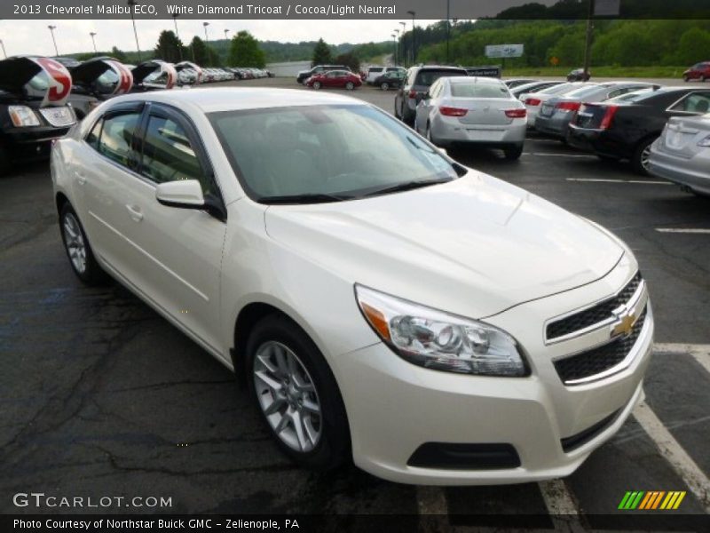 White Diamond Tricoat / Cocoa/Light Neutral 2013 Chevrolet Malibu ECO