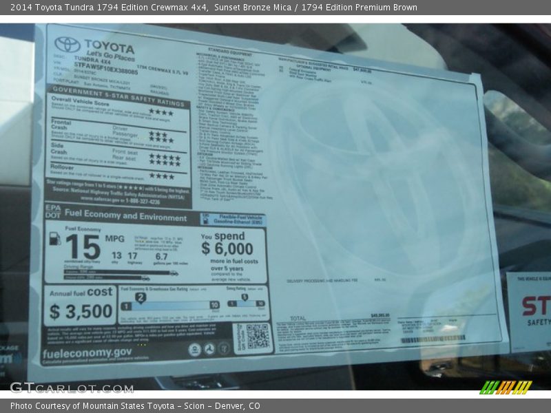 Sunset Bronze Mica / 1794 Edition Premium Brown 2014 Toyota Tundra 1794 Edition Crewmax 4x4