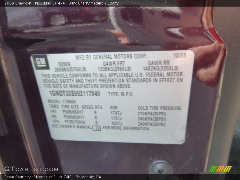 Dark Cherry Metallic / Ebony 2009 Chevrolet TrailBlazer LT 4x4