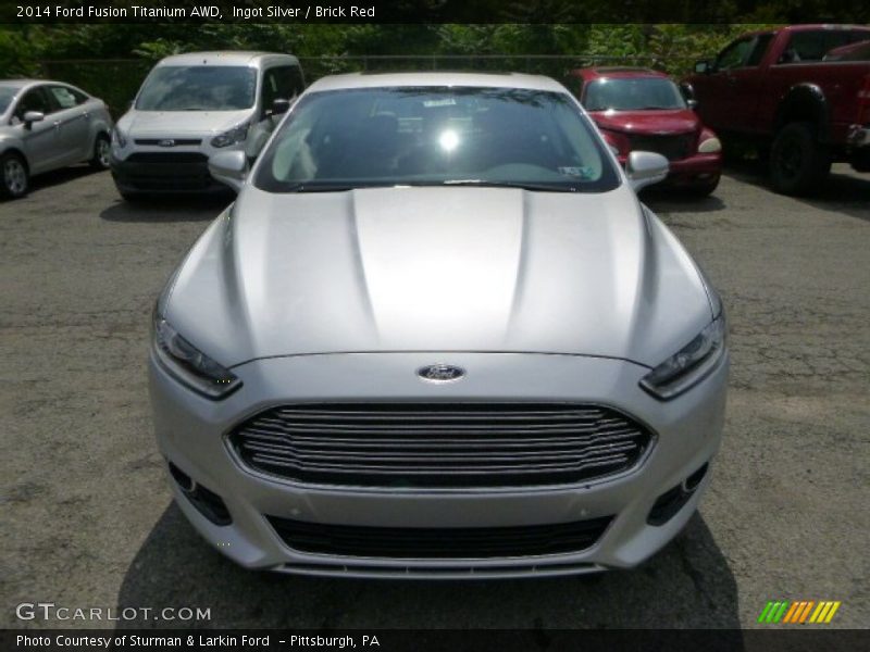 Ingot Silver / Brick Red 2014 Ford Fusion Titanium AWD