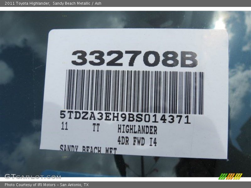 Sandy Beach Metallic / Ash 2011 Toyota Highlander