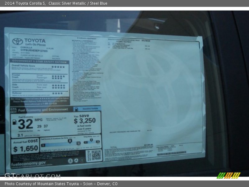 Classic Silver Metallic / Steel Blue 2014 Toyota Corolla S