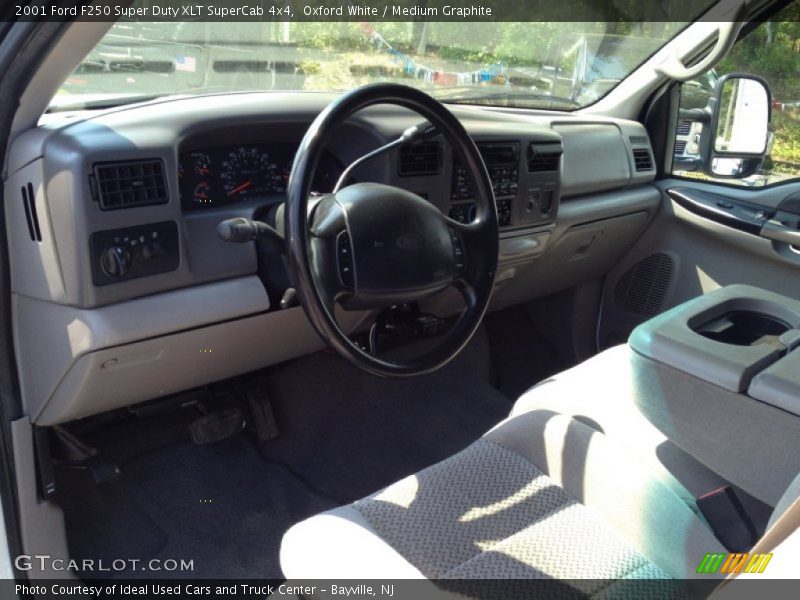 Oxford White / Medium Graphite 2001 Ford F250 Super Duty XLT SuperCab 4x4