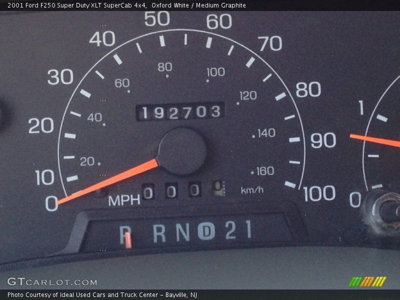 Oxford White / Medium Graphite 2001 Ford F250 Super Duty XLT SuperCab 4x4