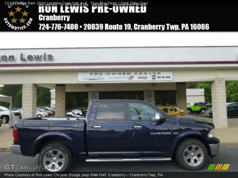 True Blue Pearl / Dark Slate Gray 2012 Dodge Ram 1500 Laramie Crew Cab 4x4