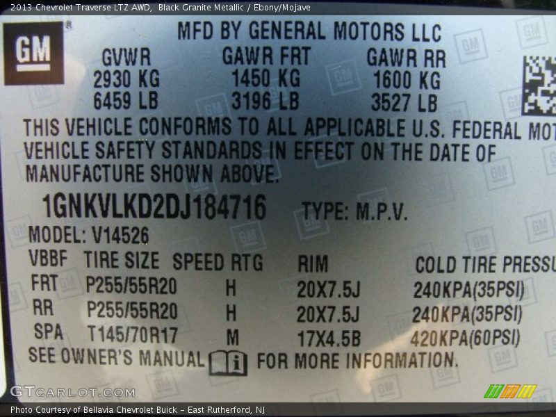 Black Granite Metallic / Ebony/Mojave 2013 Chevrolet Traverse LTZ AWD