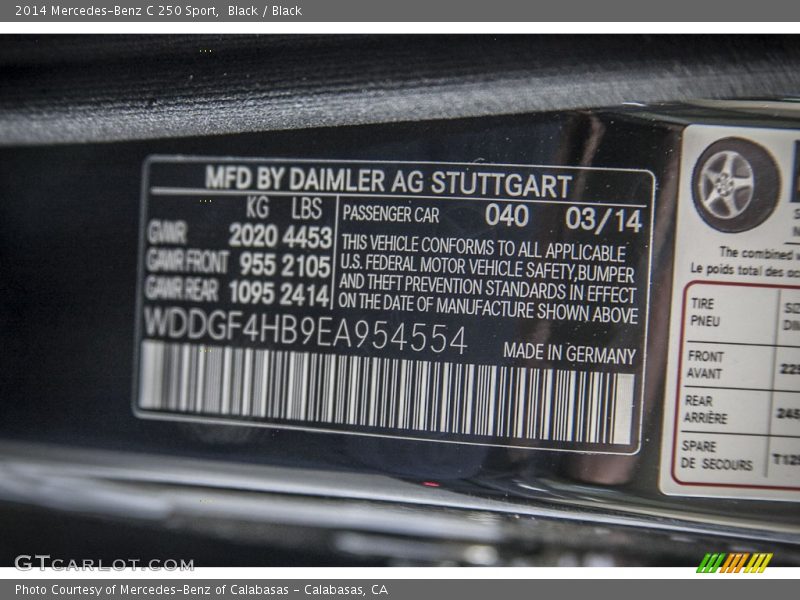 Black / Black 2014 Mercedes-Benz C 250 Sport