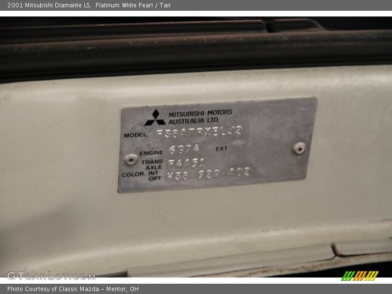 Info Tag of 2001 Diamante LS