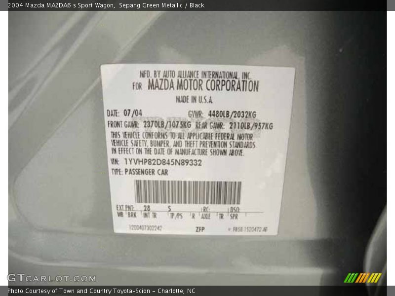 Sepang Green Metallic / Black 2004 Mazda MAZDA6 s Sport Wagon