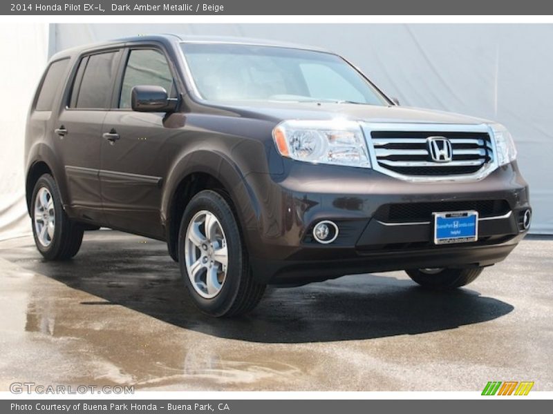 Dark Amber Metallic / Beige 2014 Honda Pilot EX-L
