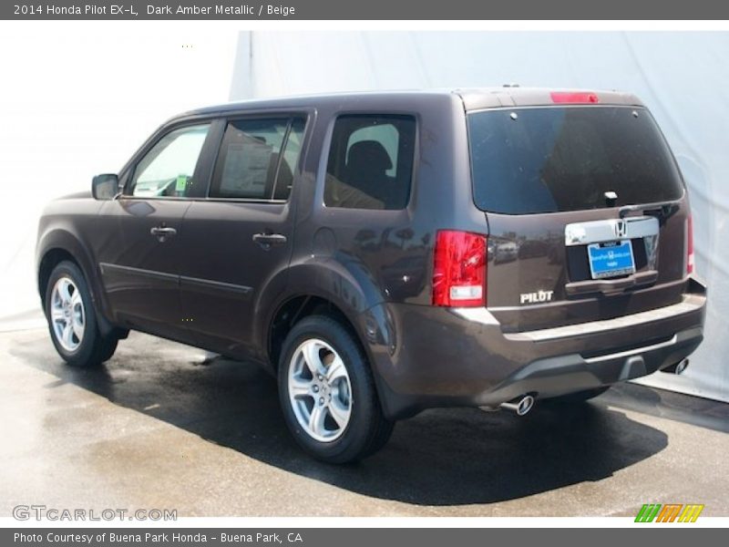 Dark Amber Metallic / Beige 2014 Honda Pilot EX-L
