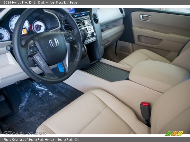 Dark Amber Metallic / Beige 2014 Honda Pilot EX-L
