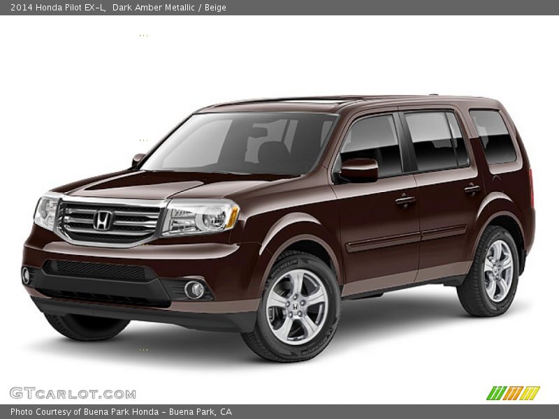 Dark Amber Metallic / Beige 2014 Honda Pilot EX-L