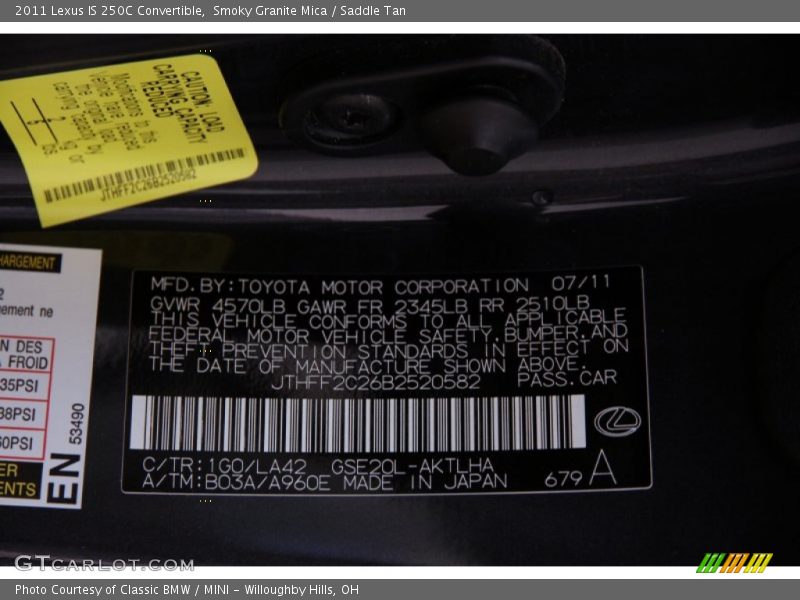 Smoky Granite Mica / Saddle Tan 2011 Lexus IS 250C Convertible