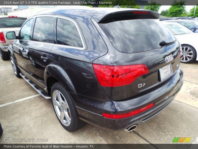 Lava Gray Pearl / Espresso 2014 Audi Q7 3.0 TFSI quattro S Line Package