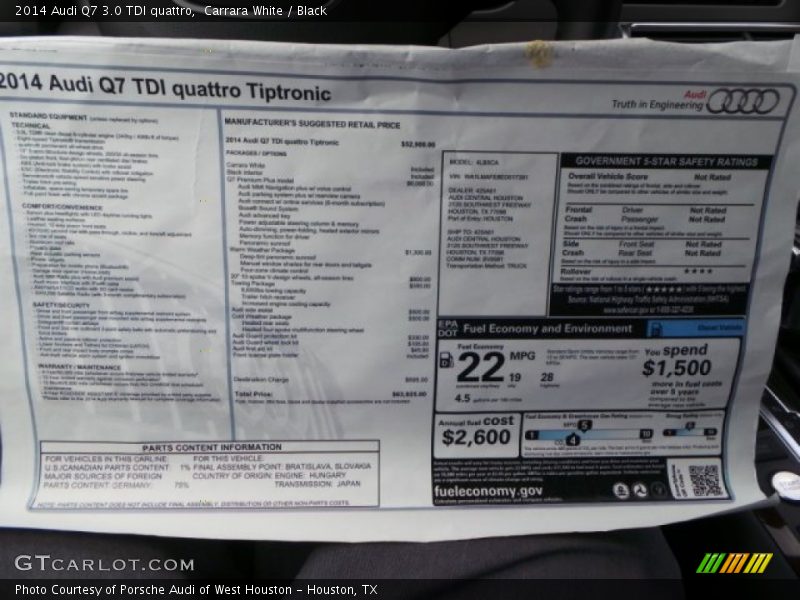 Carrara White / Black 2014 Audi Q7 3.0 TDI quattro