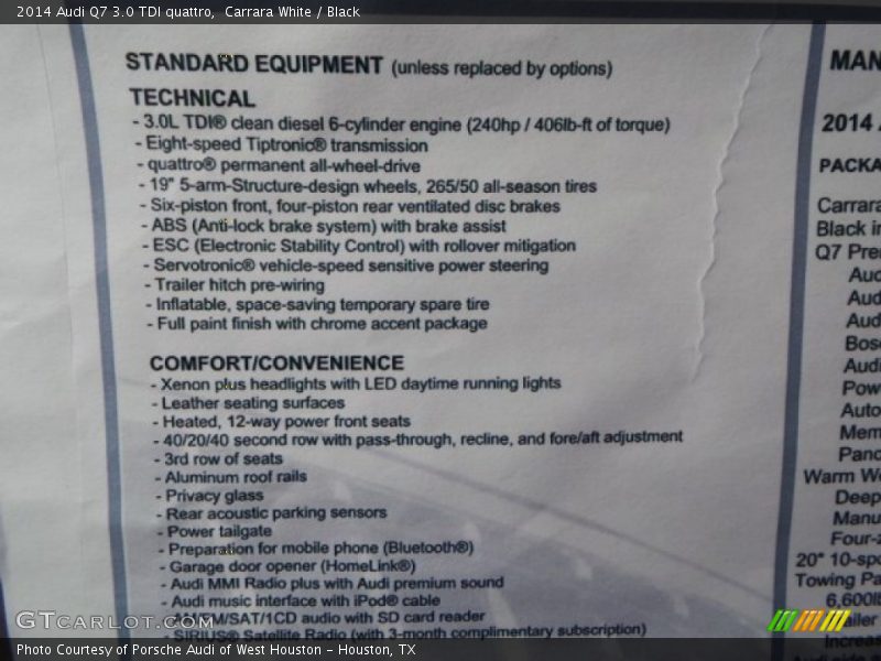 Carrara White / Black 2014 Audi Q7 3.0 TDI quattro