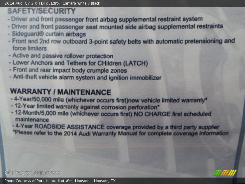 Carrara White / Black 2014 Audi Q7 3.0 TDI quattro