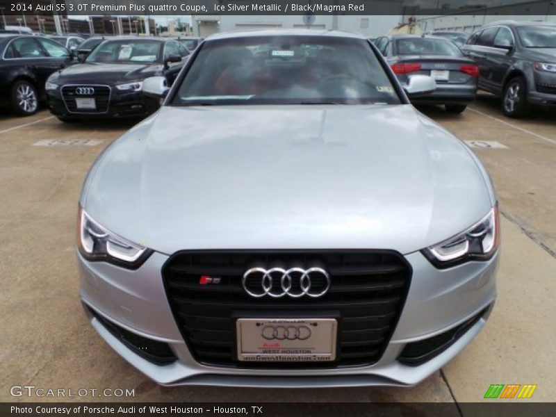 Ice Silver Metallic / Black/Magma Red 2014 Audi S5 3.0T Premium Plus quattro Coupe