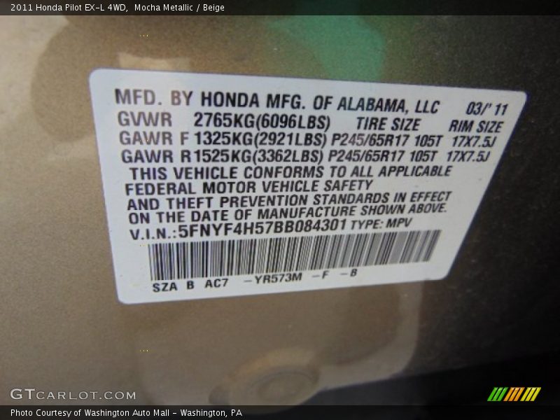 Mocha Metallic / Beige 2011 Honda Pilot EX-L 4WD