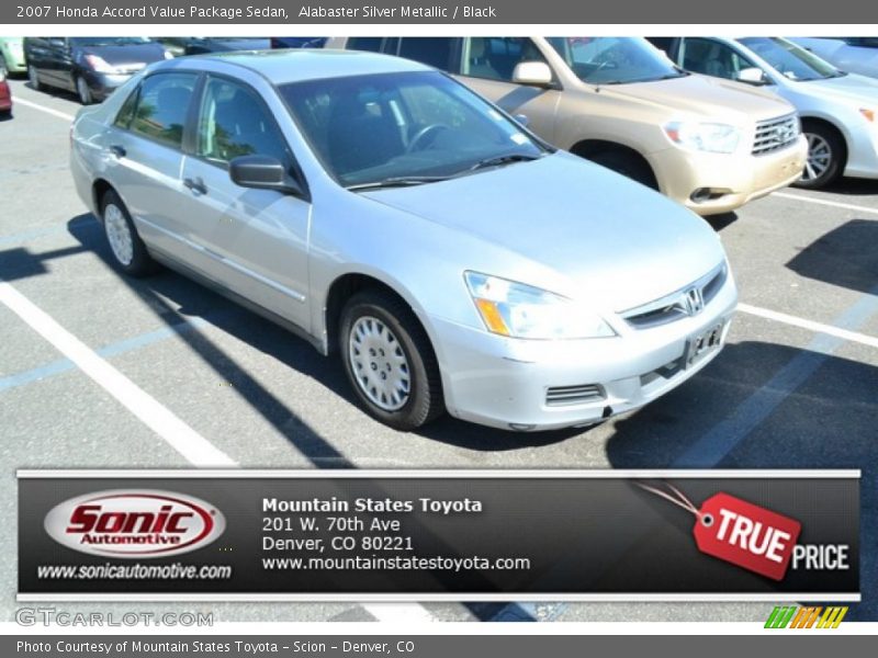 Alabaster Silver Metallic / Black 2007 Honda Accord Value Package Sedan