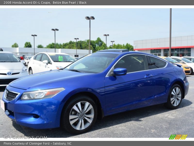 Belize Blue Pearl / Black 2008 Honda Accord EX-L Coupe