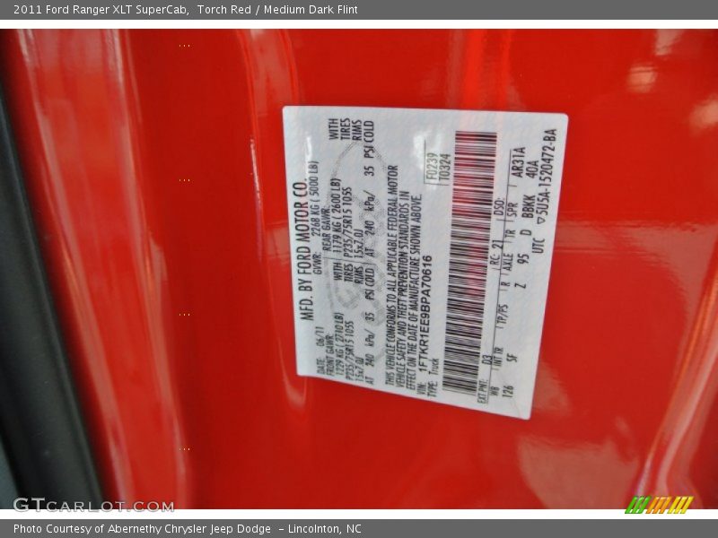 Torch Red / Medium Dark Flint 2011 Ford Ranger XLT SuperCab