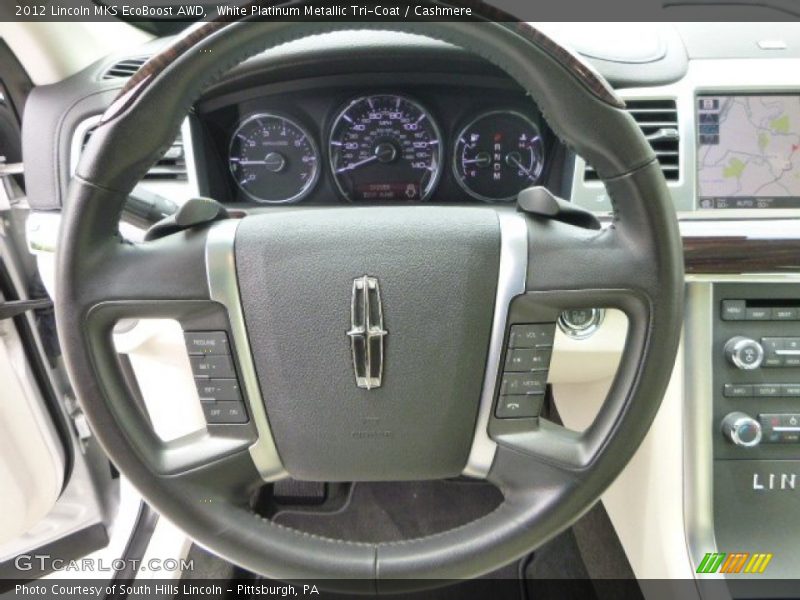 White Platinum Metallic Tri-Coat / Cashmere 2012 Lincoln MKS EcoBoost AWD