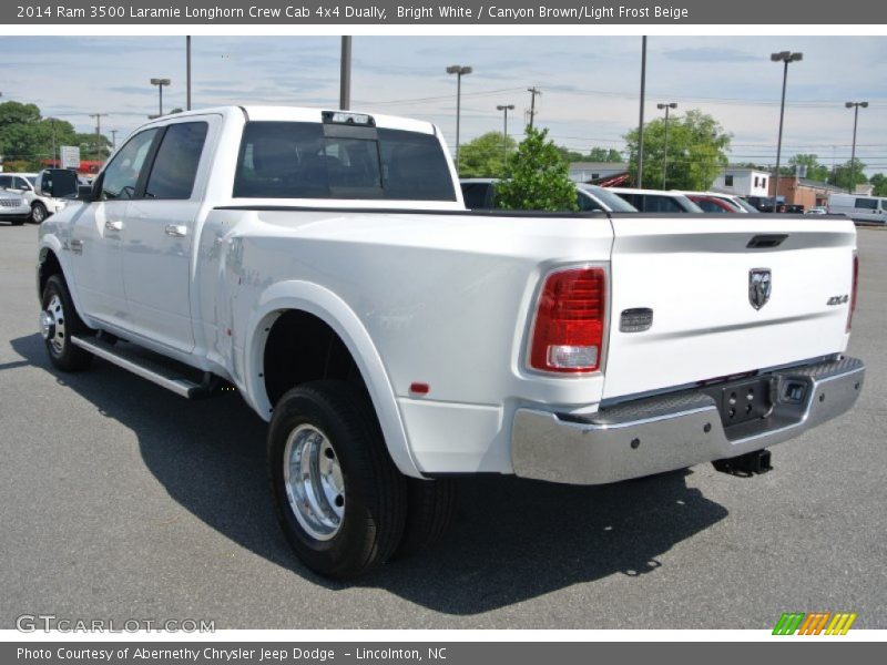 Bright White / Canyon Brown/Light Frost Beige 2014 Ram 3500 Laramie Longhorn Crew Cab 4x4 Dually
