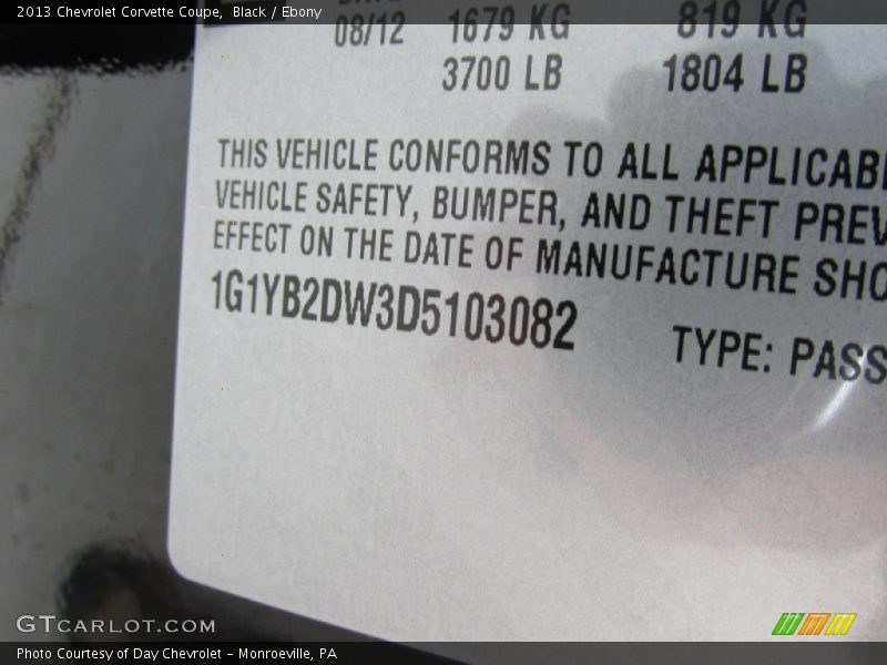 Black / Ebony 2013 Chevrolet Corvette Coupe