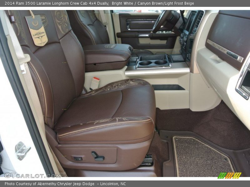 Bright White / Canyon Brown/Light Frost Beige 2014 Ram 3500 Laramie Longhorn Crew Cab 4x4 Dually