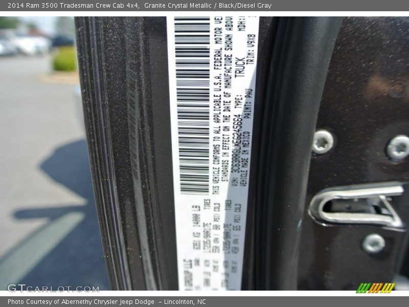 Granite Crystal Metallic / Black/Diesel Gray 2014 Ram 3500 Tradesman Crew Cab 4x4