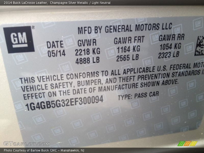 Champagne Silver Metallic / Light Neutral 2014 Buick LaCrosse Leather