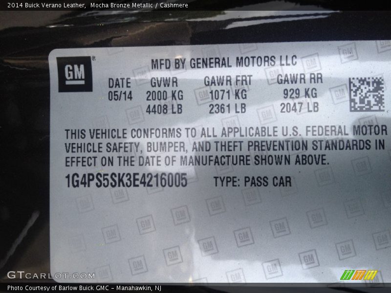 Mocha Bronze Metallic / Cashmere 2014 Buick Verano Leather