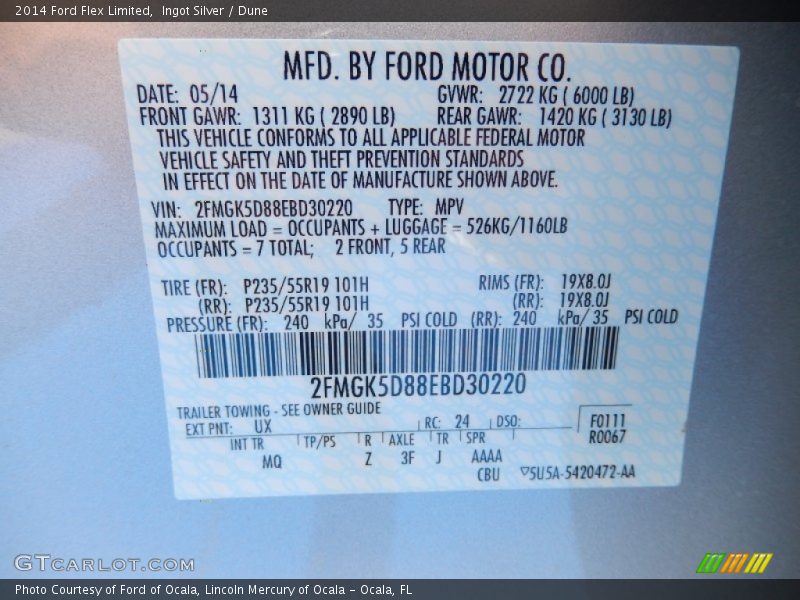Ingot Silver / Dune 2014 Ford Flex Limited
