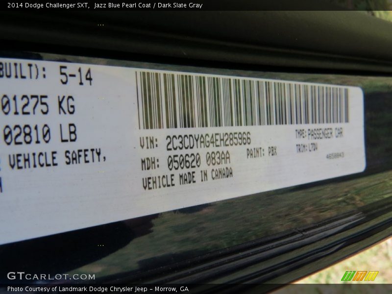 Jazz Blue Pearl Coat / Dark Slate Gray 2014 Dodge Challenger SXT